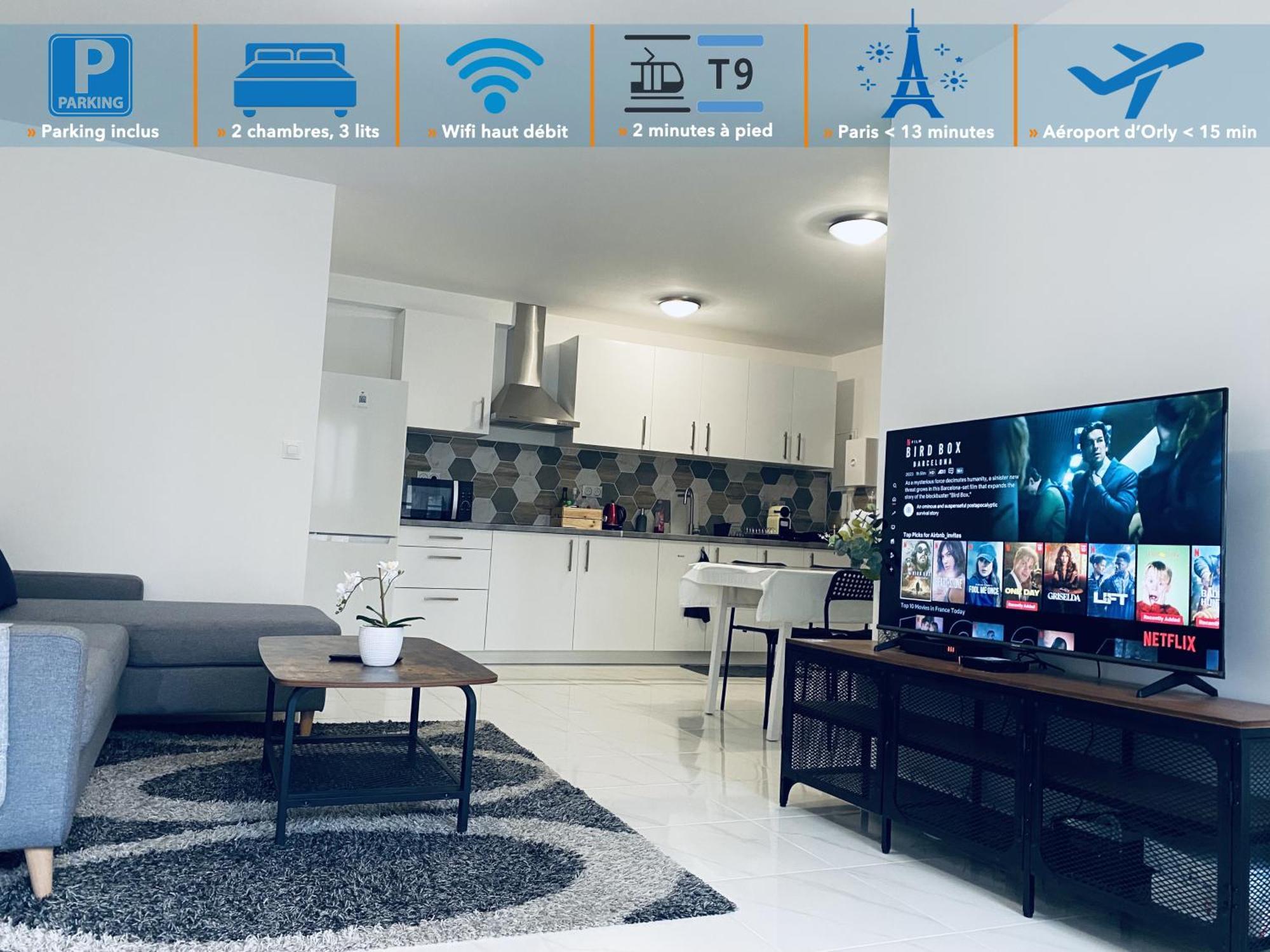 Appartement Parisien Neuf, Moderne Avec Une Grande Salon, 2 Chambres, 4 Lits, Parking Gratuit, 15Min De Paris Et 13 Min Aeroport Orly Vitry-sur-Seine Exteriör bild